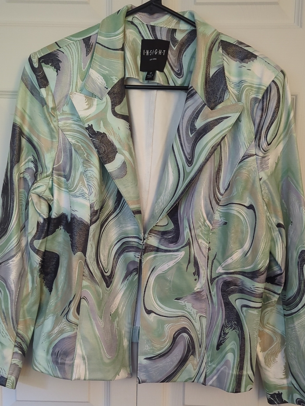 Insight Mint Swirl Print Blazer with Gray & Black Accents